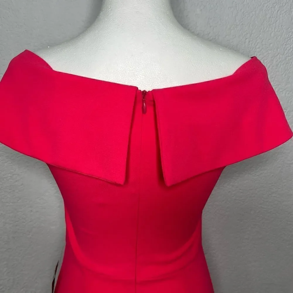 New! The Vanity Room Off the Shoulder Bodycon Barbiecore Pink Midi Dress Sz S